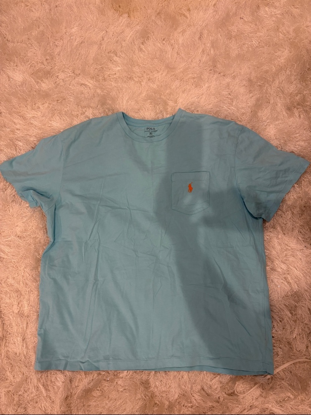 Polo by Ralph Lauren Sky Blue Pocket Tee with Orange Pony